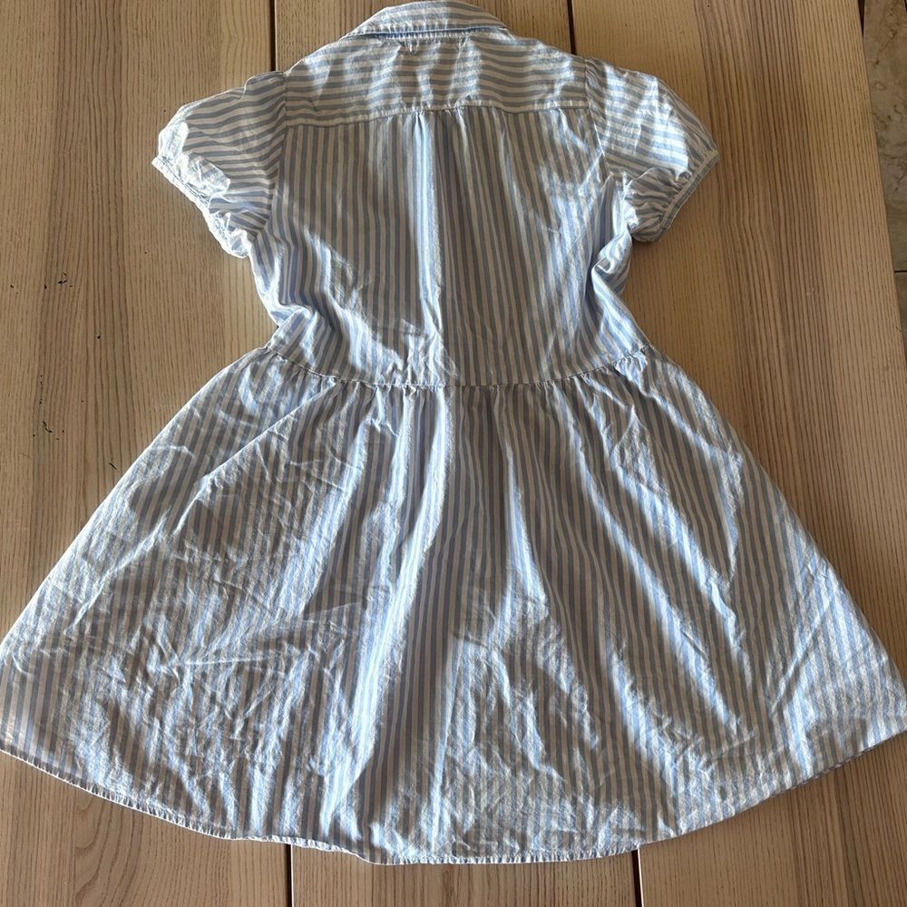 Sorridere Japanese Nautical Blue and White striped button up smocked dress- M - Picture 2 of 8